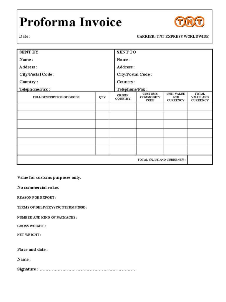 Pro Forma Invoice Template – 4 Free Templates In Pdf, Word Throughout Free Proforma Invoice Template Word