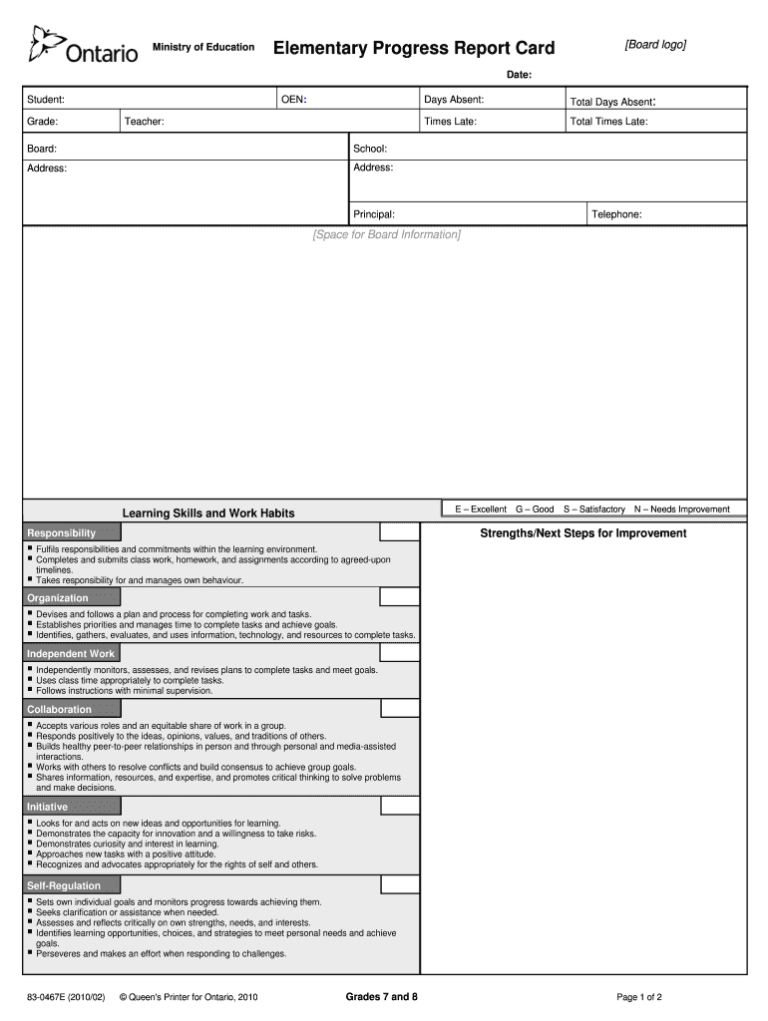 Educational Progress Report Template