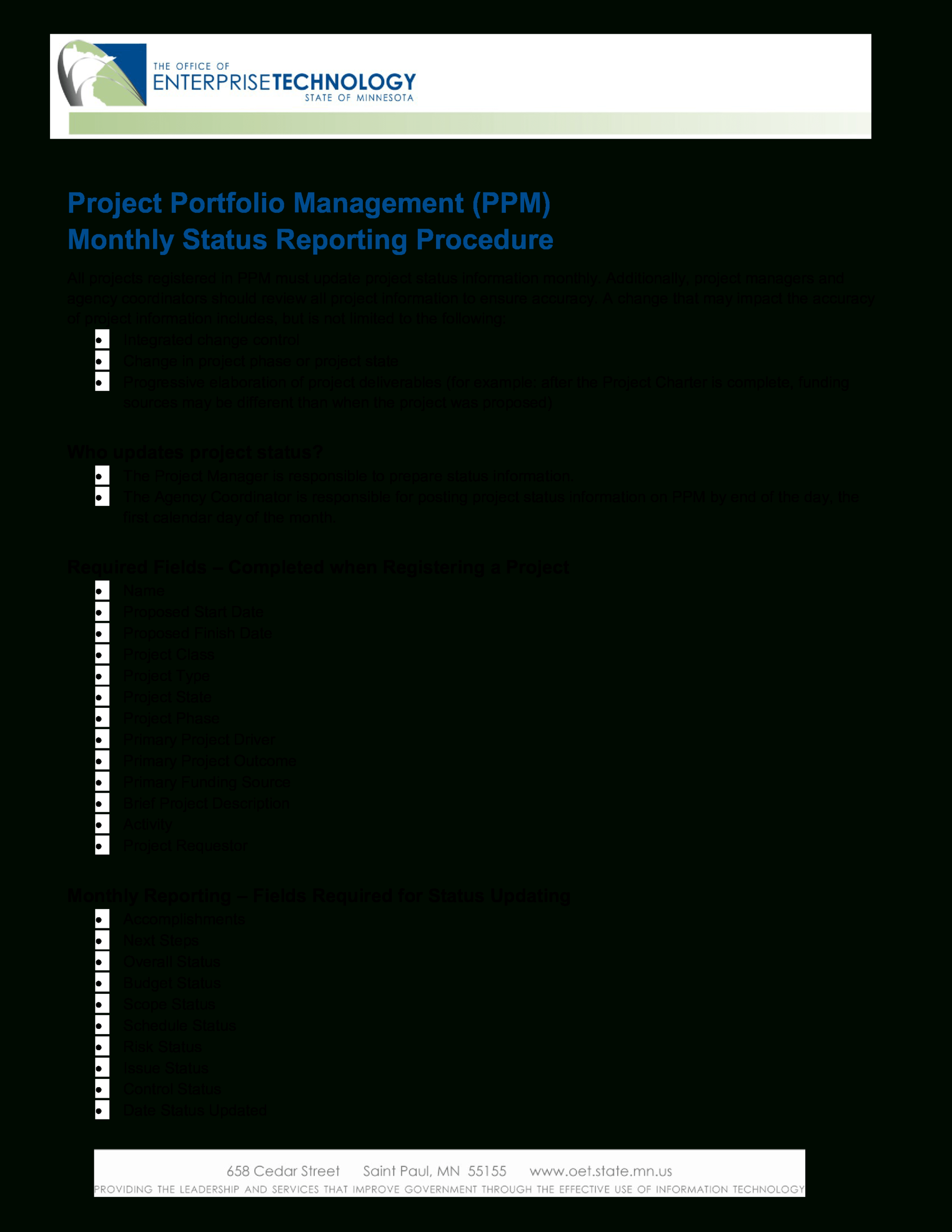 Project Management Status Report | Templates At Throughout Portfolio Management Reporting Templates