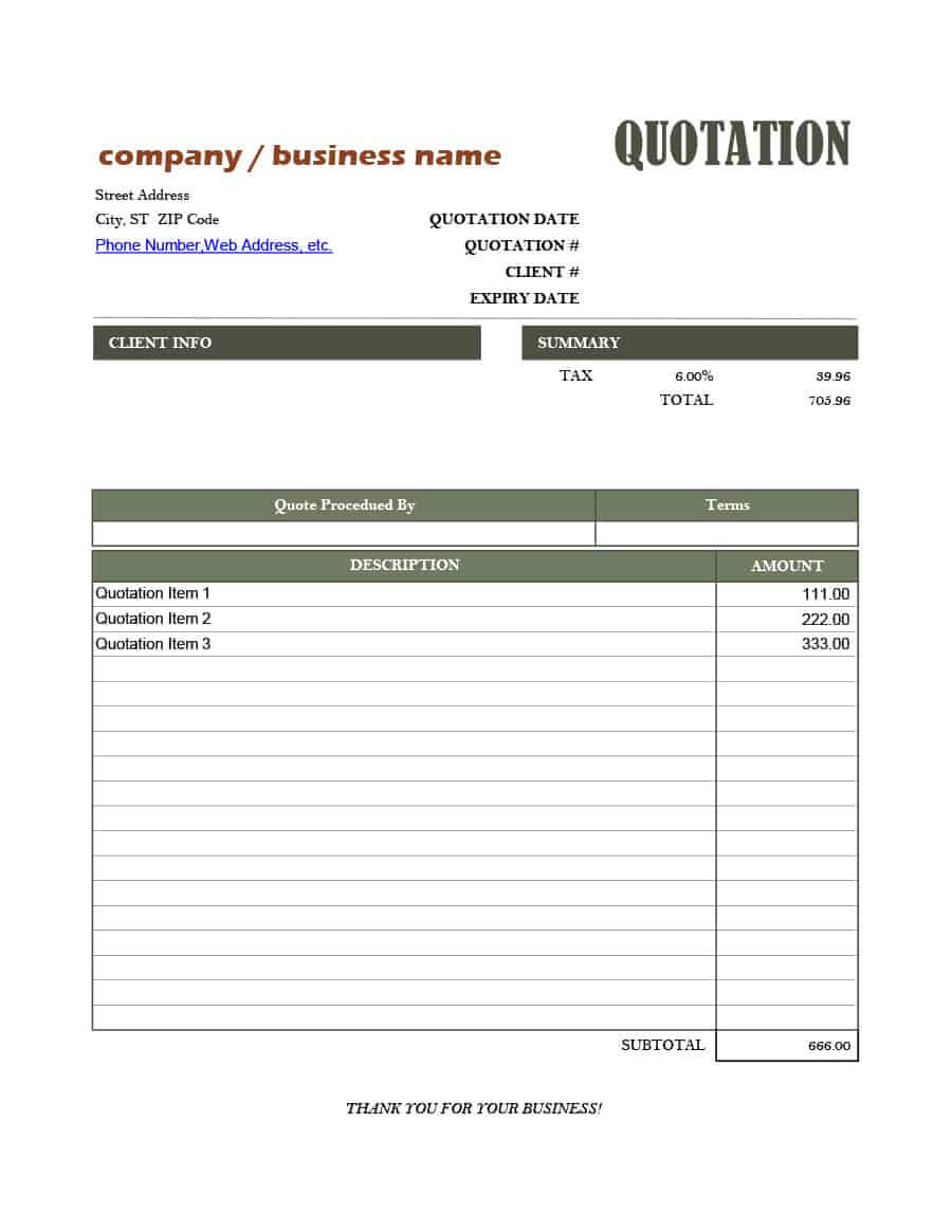 Quote Form Samples – Tunu.redmini.co Pertaining To Work Estimate Template Word