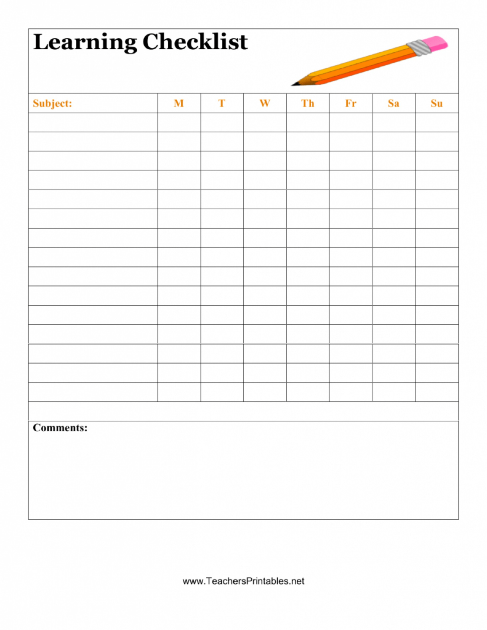 Blank Checklist Template Pdf