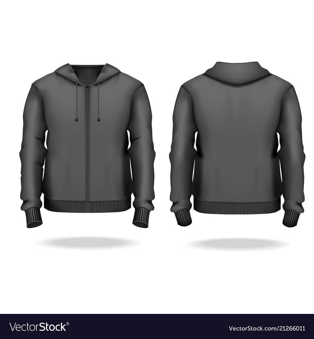 Realistic Detailed 3D Template Blank Black Male With Blank Black Hoodie Template
