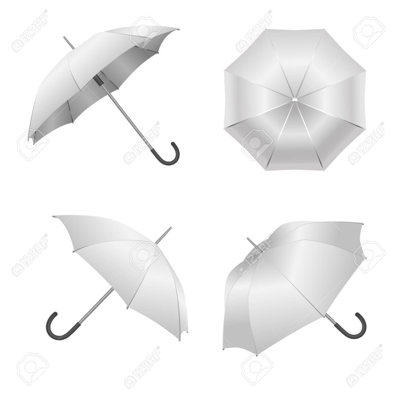 Realistic Detailed 3D White Blank Umbrella Template Mockup Set.. Intended For Blank Umbrella Template