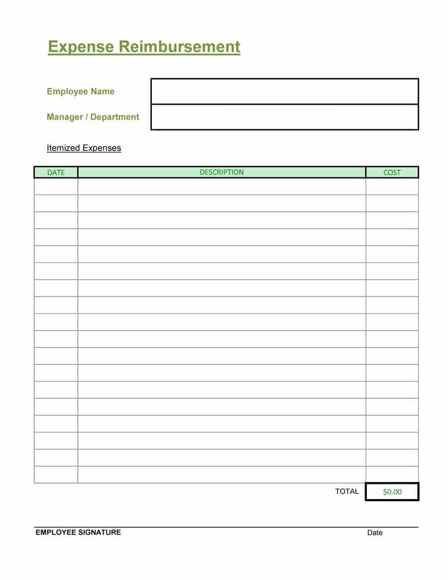 Reimbursement Form Template – Colona.rsd7 Within Reimbursement Form Template Word