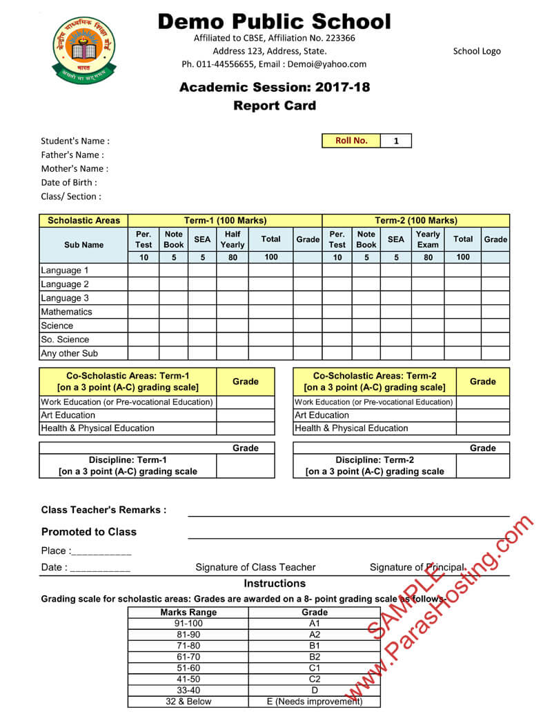 Report Card Format – Colona.rsd7 With Regard To Homeschool Report Card Template Middle School