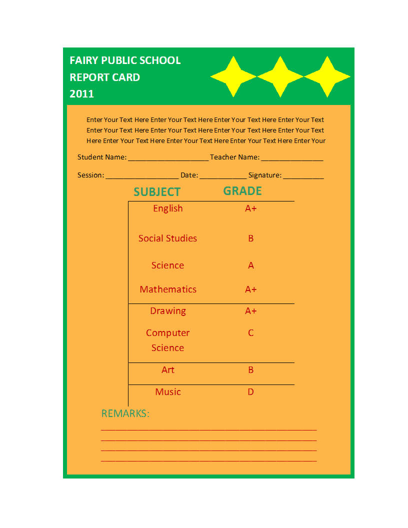 Report Card Template With Report Card Format Template