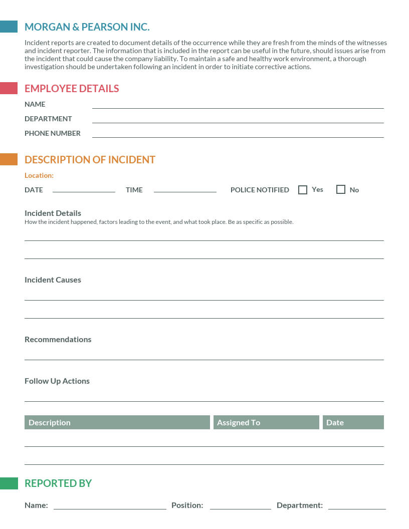 Report Examples Behaviour Ncident Template Non Njury Form Within Behaviour Report Template
