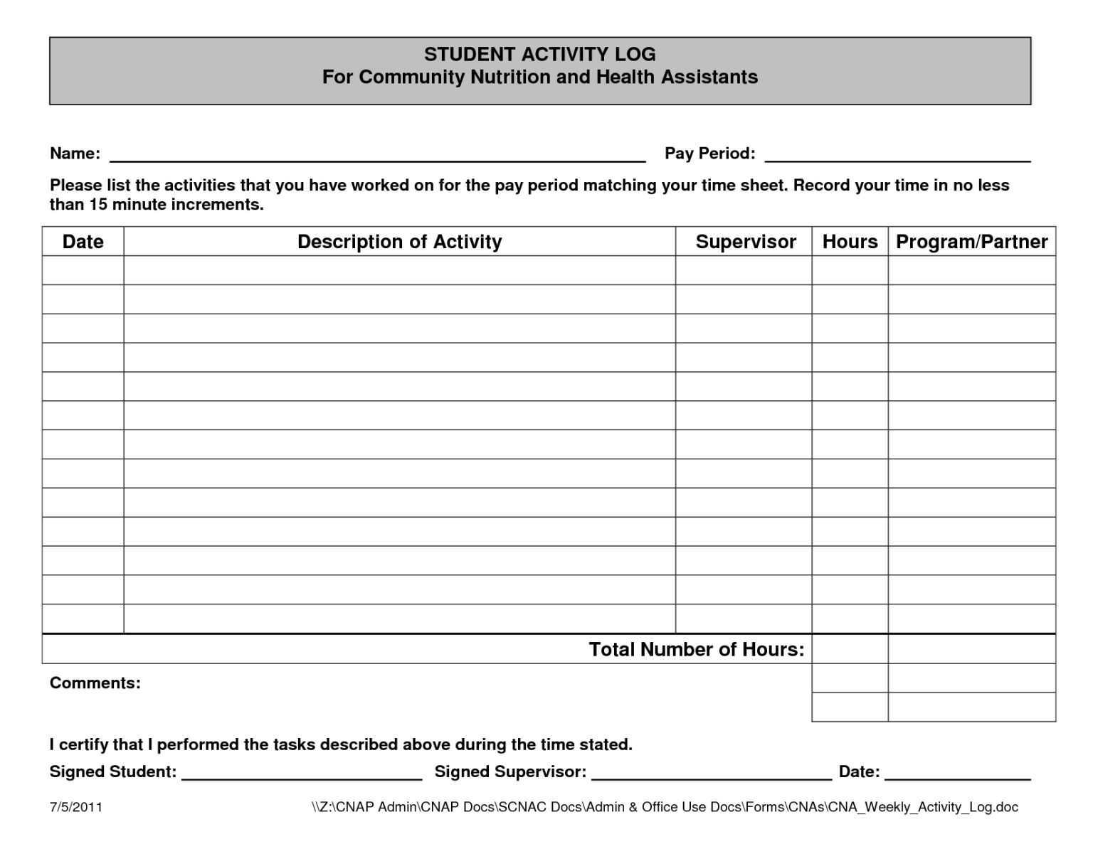 Employee Daily Report Template