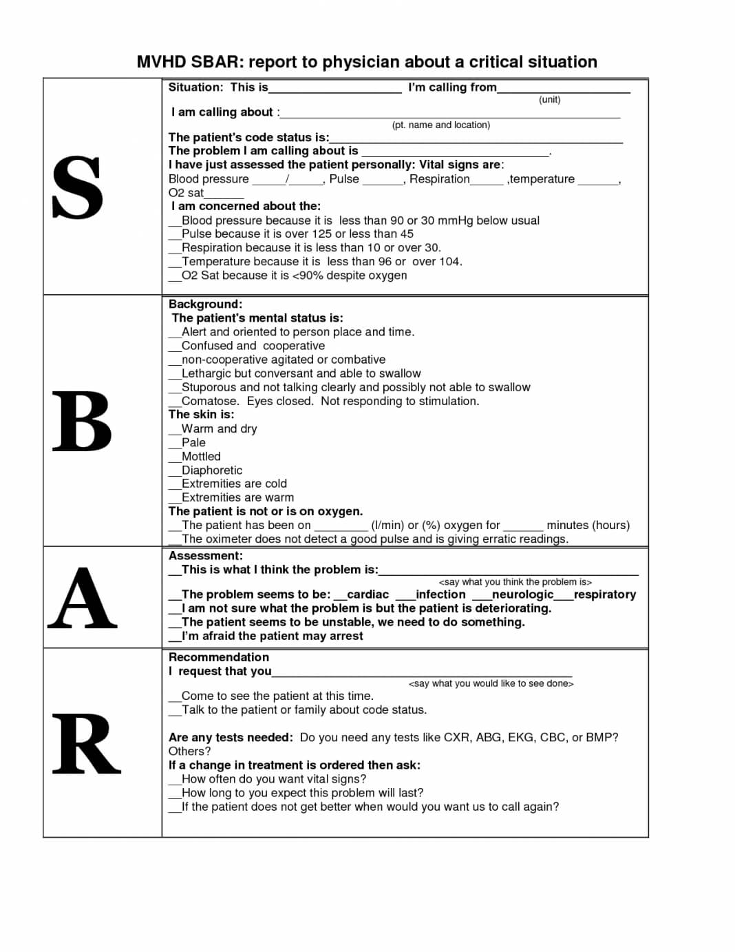 Report Examples Nursing Shift Sheet Fall Incident Example Rn Within Sbar Template Word