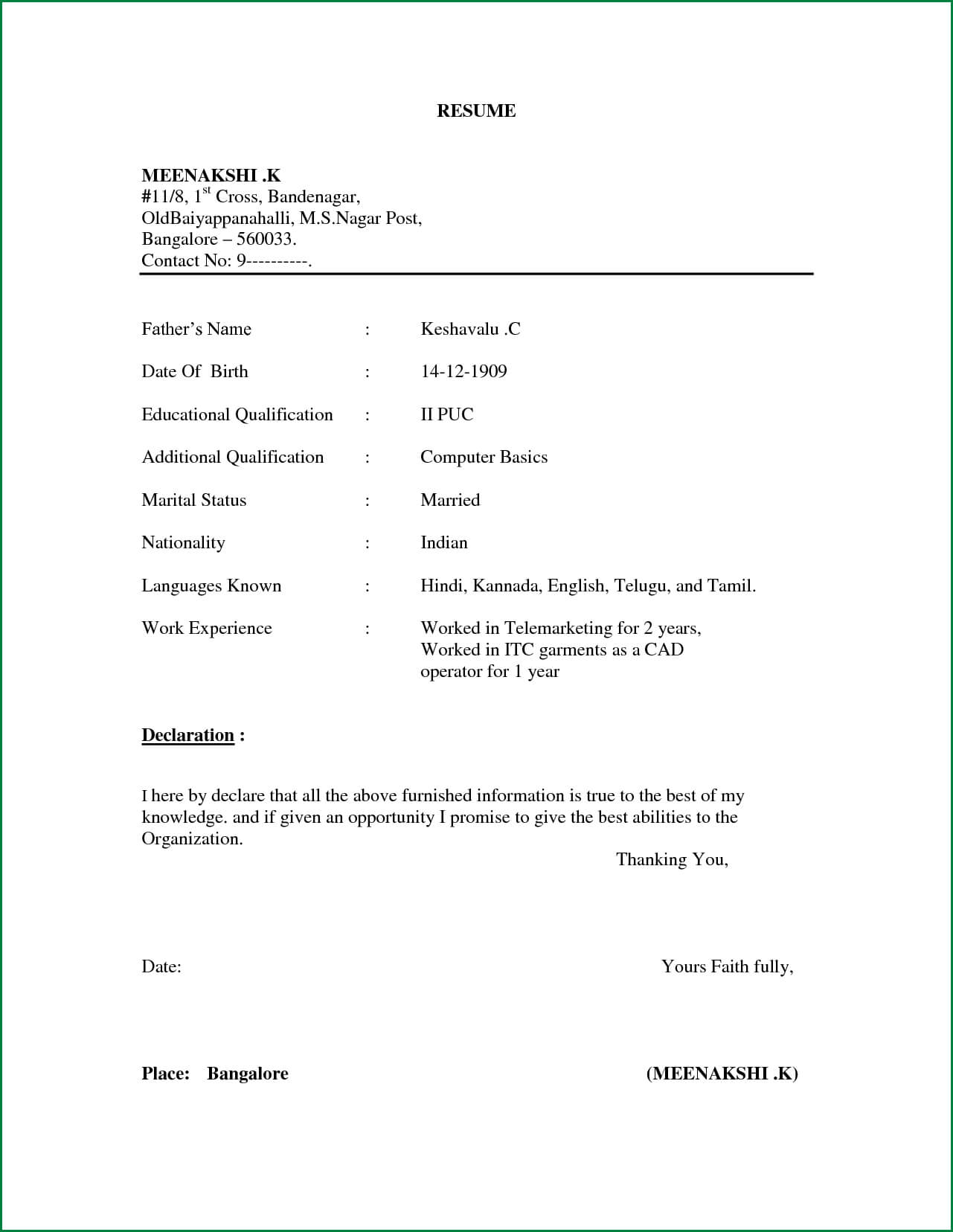 Format cv indonesia doc