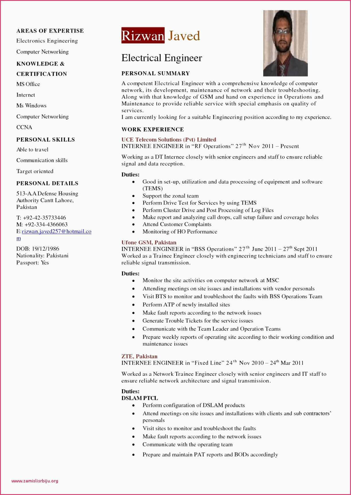 Resume ~ Ic Package Engineerample Resume Fresh Graduate With Equipment Fault Report Template