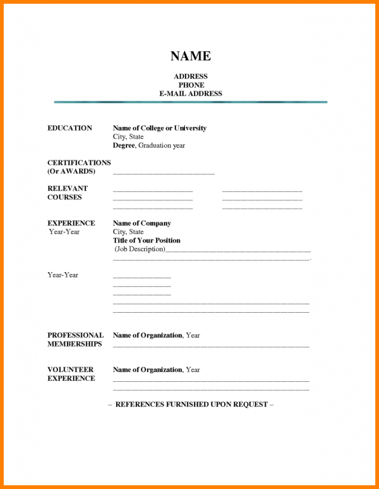 free resume template fill in info online then download