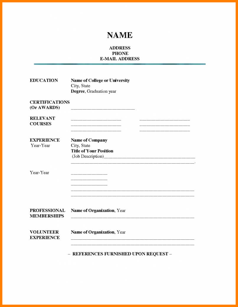 Resume Template Fill In Free – Colona.rsd7 With Regard To Blank Resume Templates For Microsoft Word