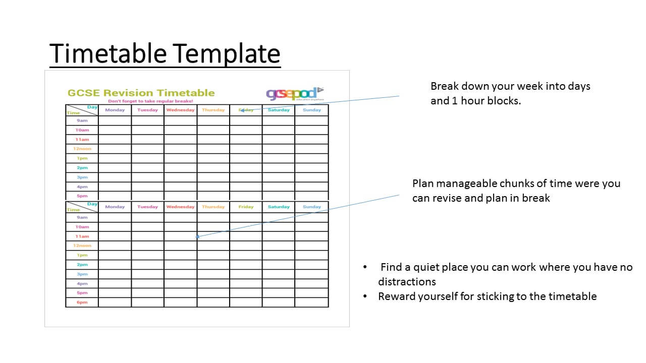 Revision Template. Timetable Revision Template Printable For Blank Revision Timetable Template