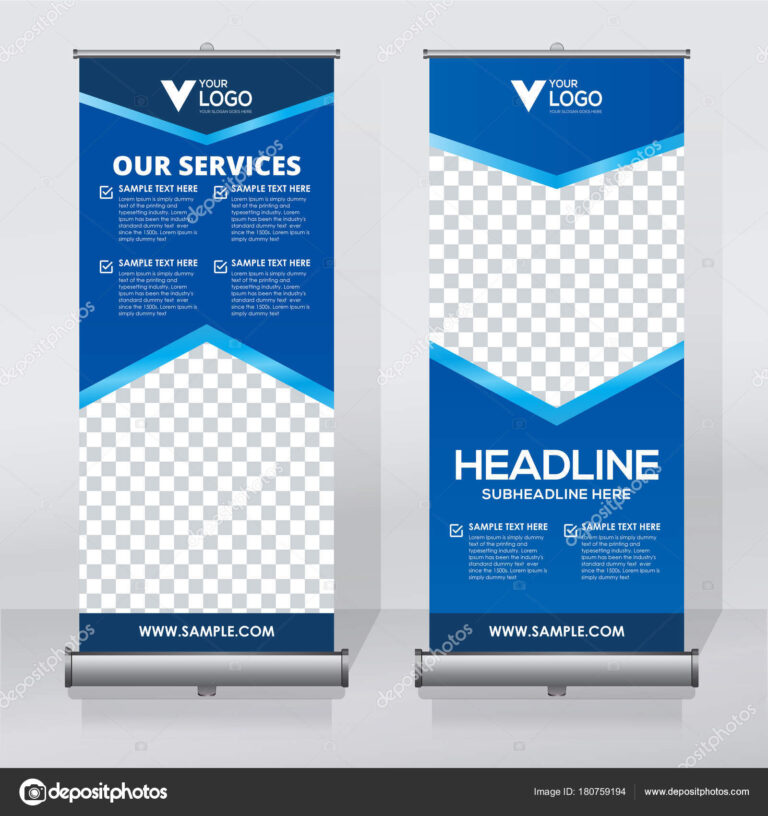 Roll Banner Design Template Vertical Abstract Background Intended For