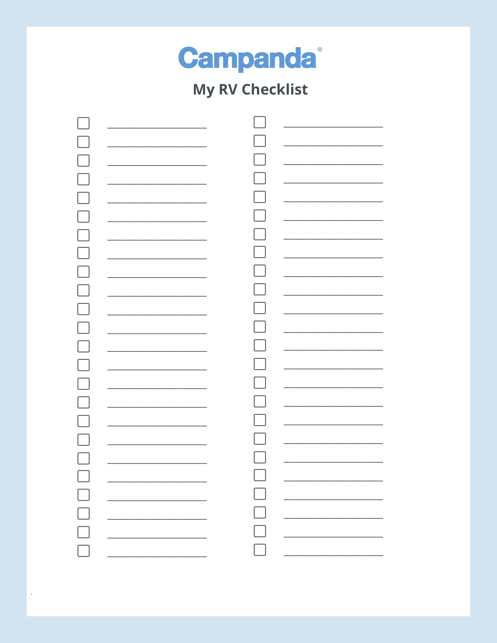 Rv Checklists: 6 Printable Packing Lists | Campanda With Blank Packing List Template