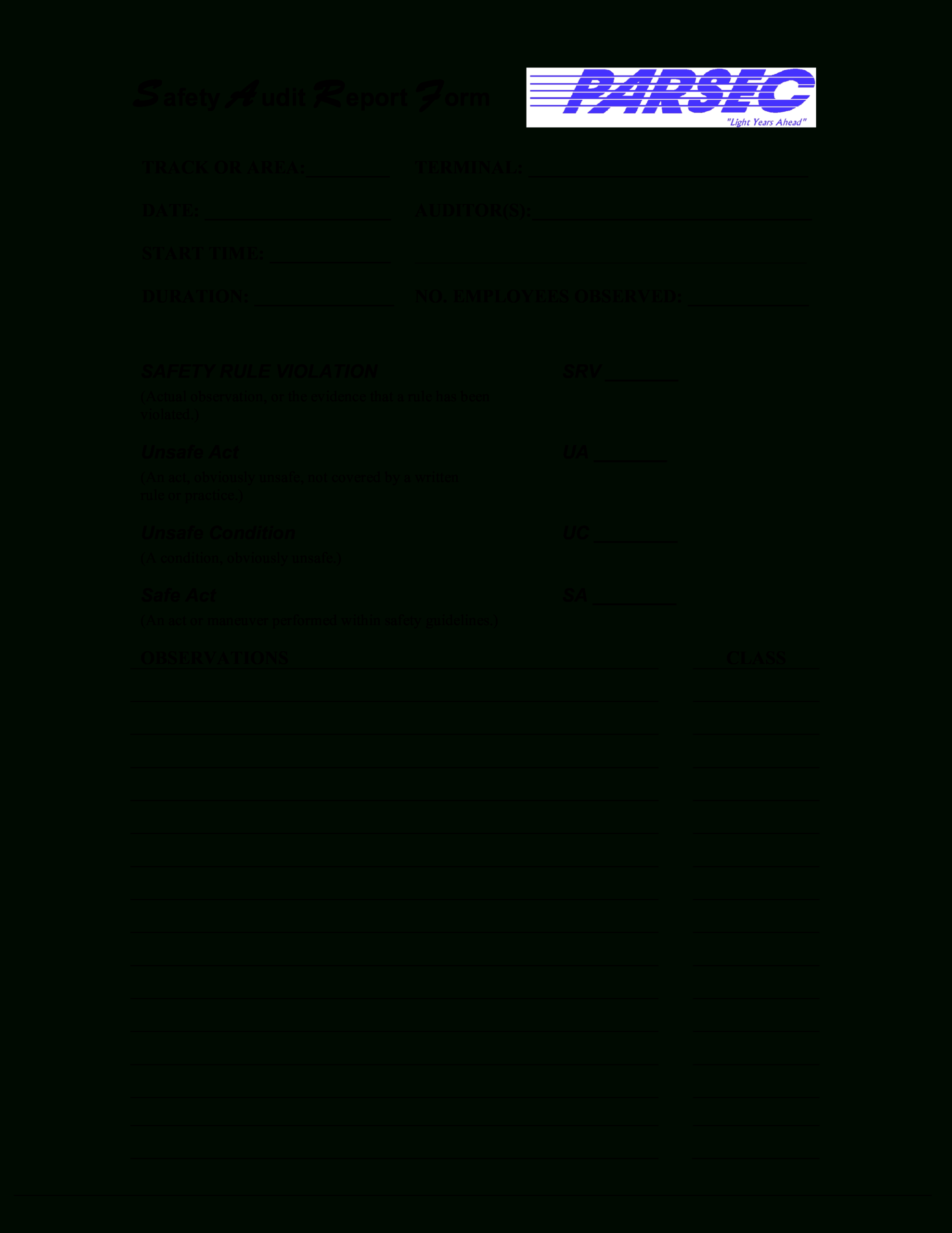 Safety Audit Report Form | Templates At Allbusinesstemplates For Annual Health And Safety Report Template