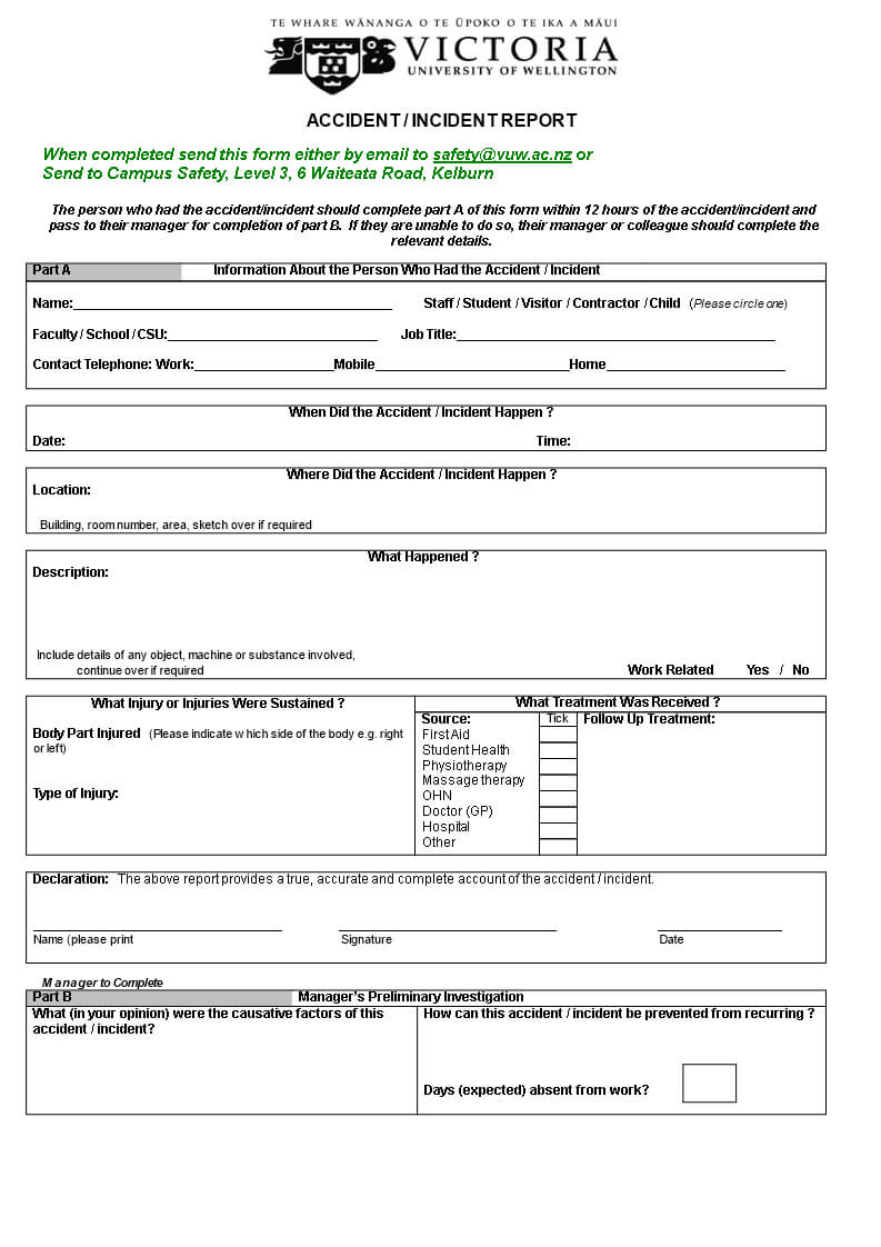 Sample Accident Incident Report | Templates At Intended For School Incident Report Template