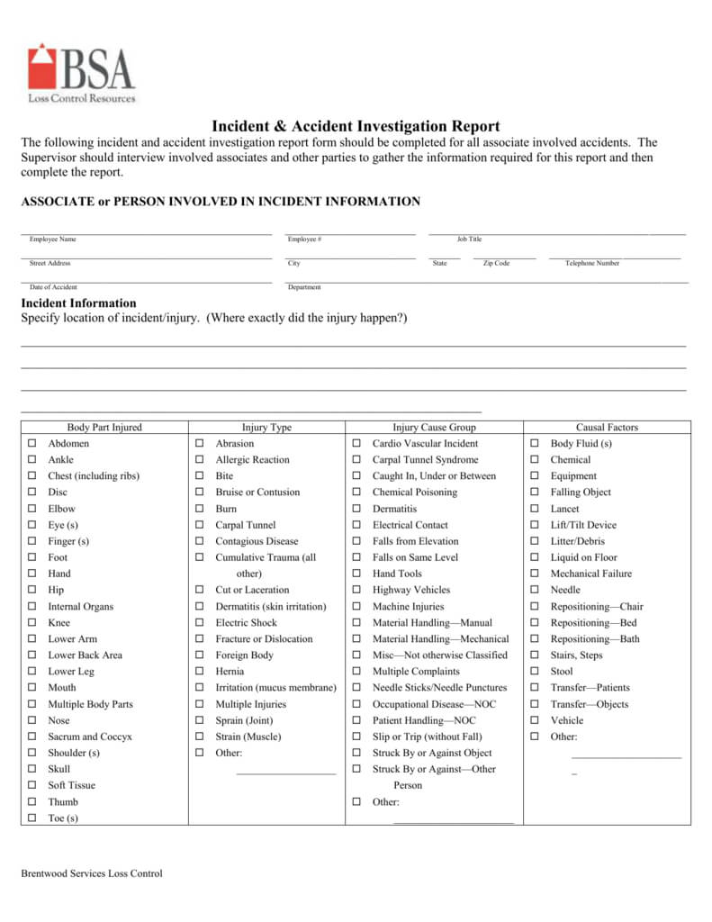 Sample Accident Investigation Inside Noc Report Template