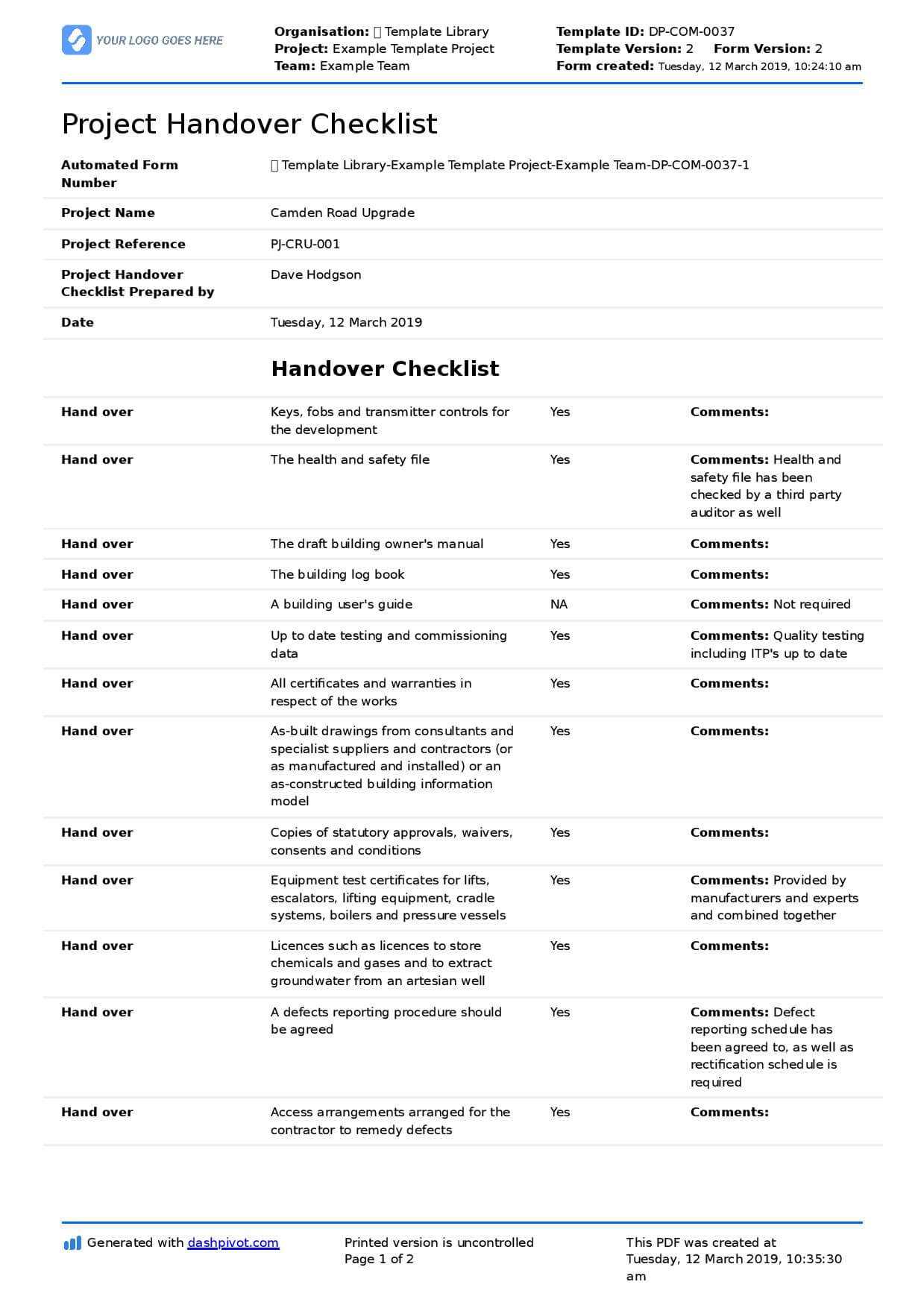 Building Defect Report Template