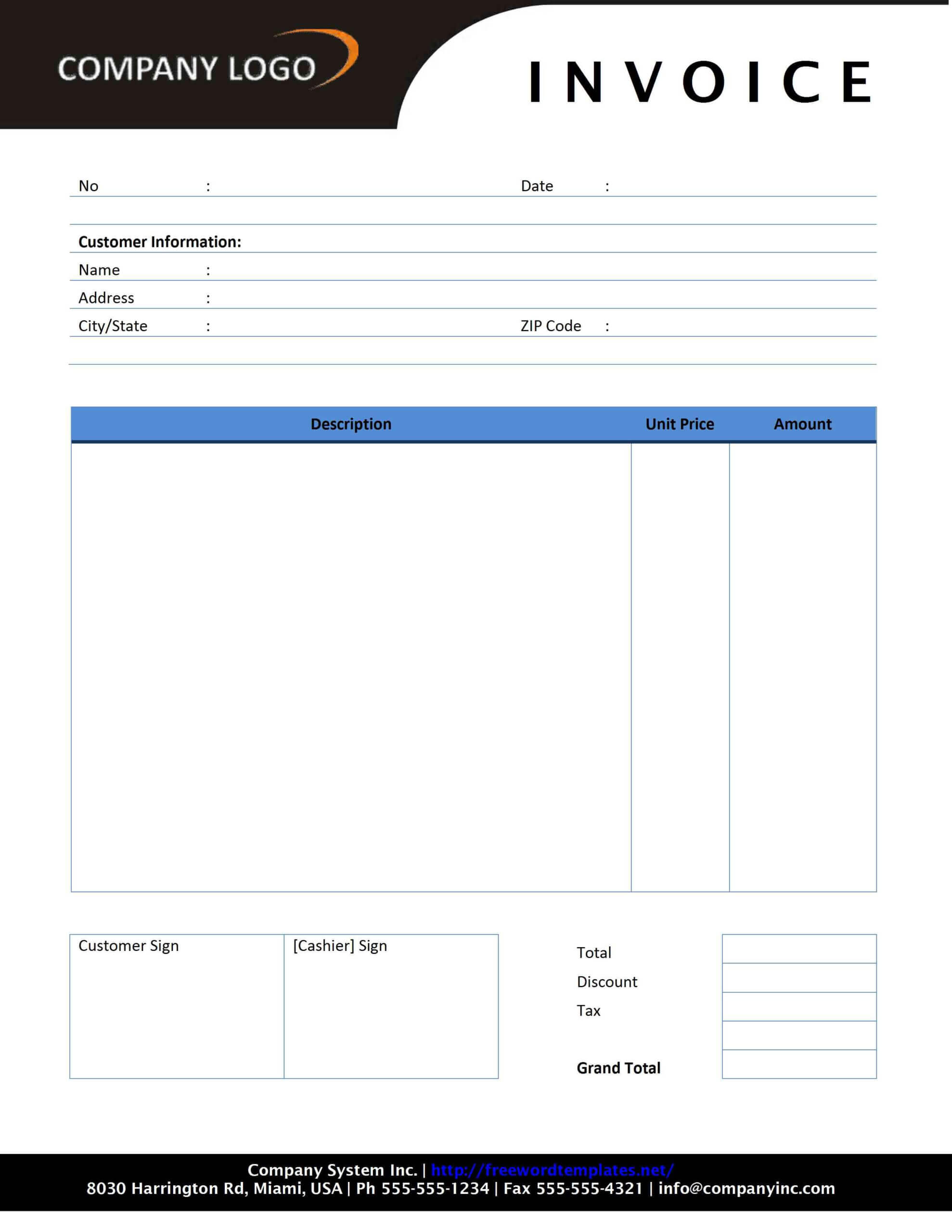 Sample Invoice Template Word New Word Invoice Template Free Inside Invoice Template Word 2010