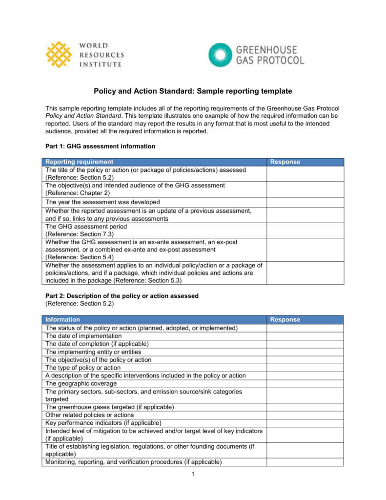 Sample Reporting Template For Reporting Requirements Template