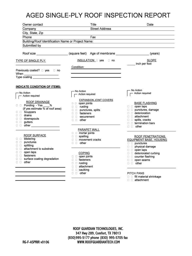 Sample Roof Insection Report – Fill Online, Printable In Roof Inspection Report Template