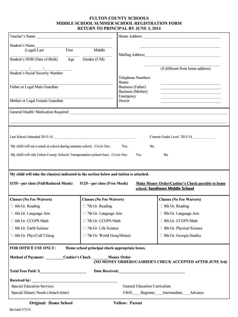 School Registration Form Templates – Fill Online, Printable With School Registration Form Template Word