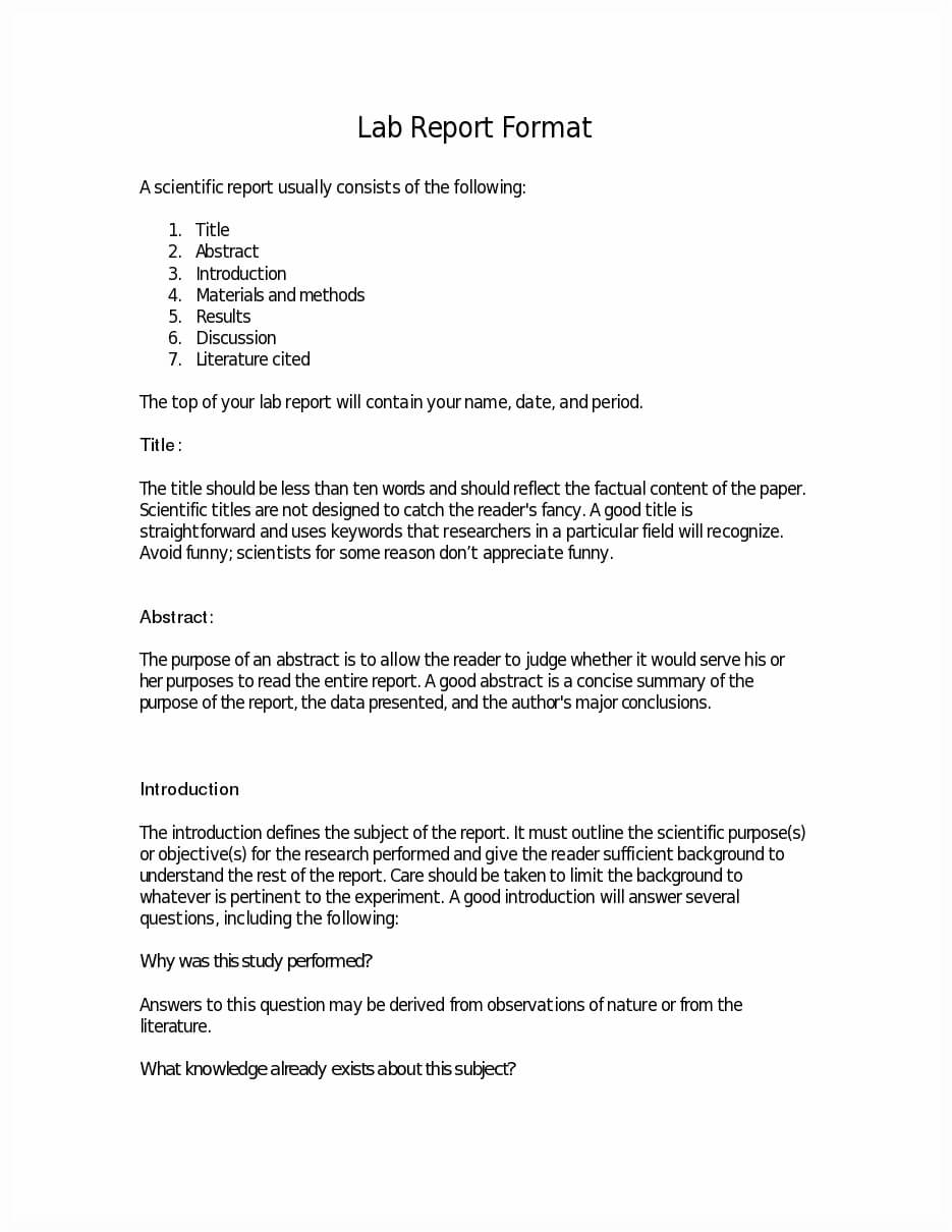 Science Lab Report Template Examples Format Middle School Intended For Science Lab Report Template