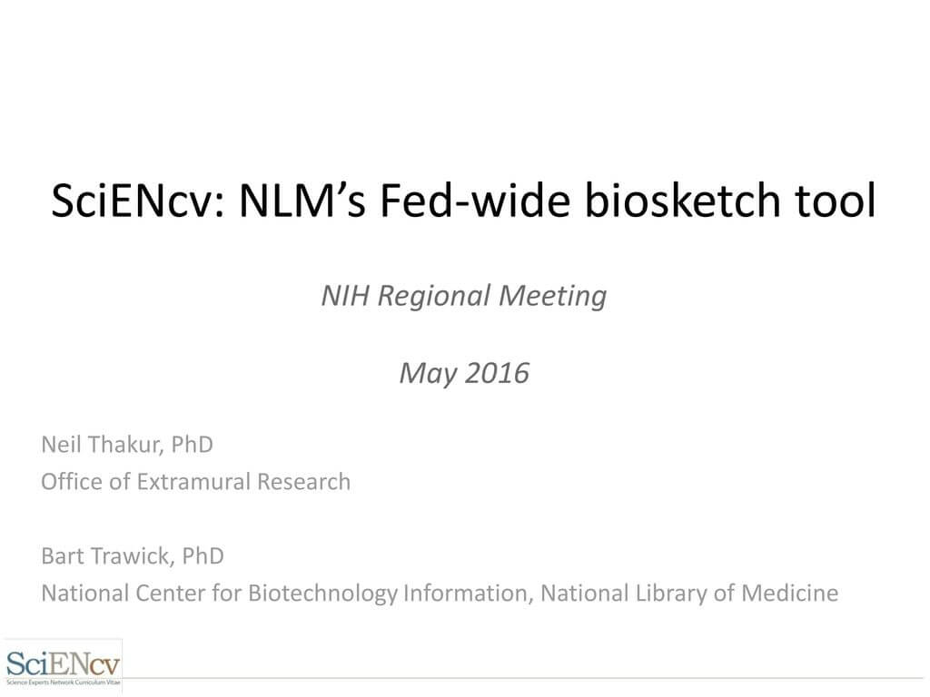 Sciencv: Nlm's Fed Wide Biosketch Tool Nih Regional Meeting In Nih Biosketch Template Word