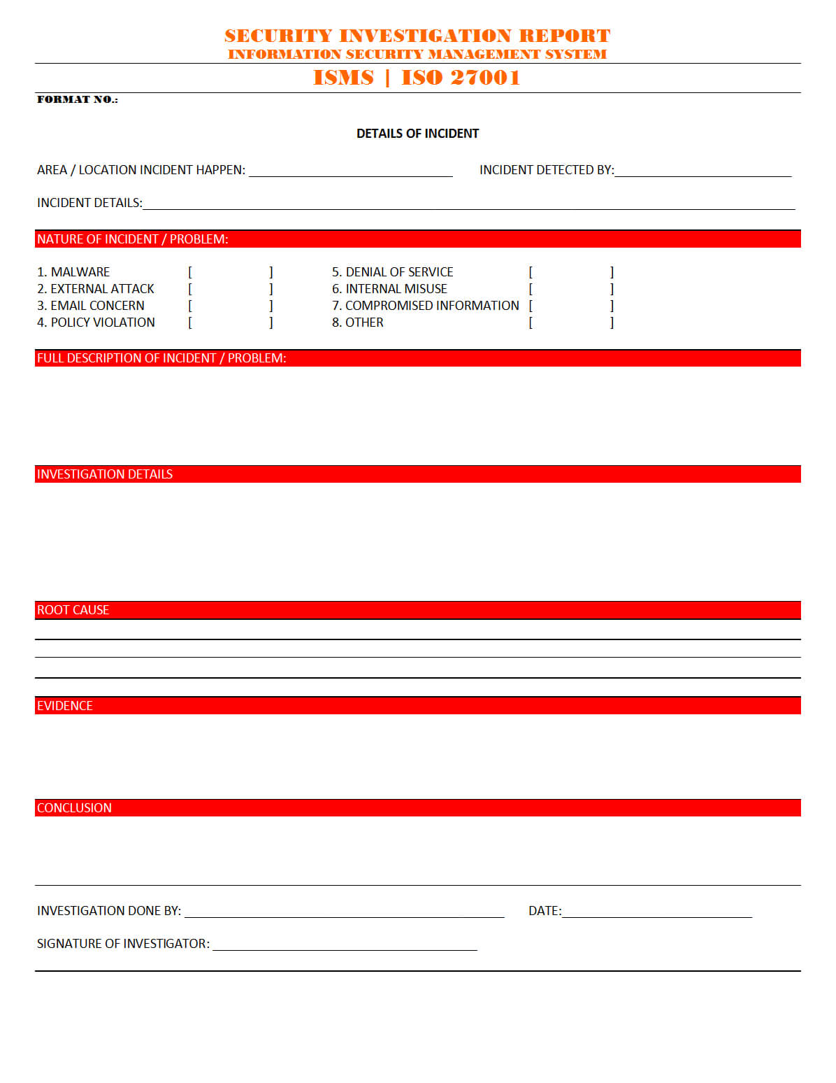 Security Investigation Report – Intended For Security Audit Report Template