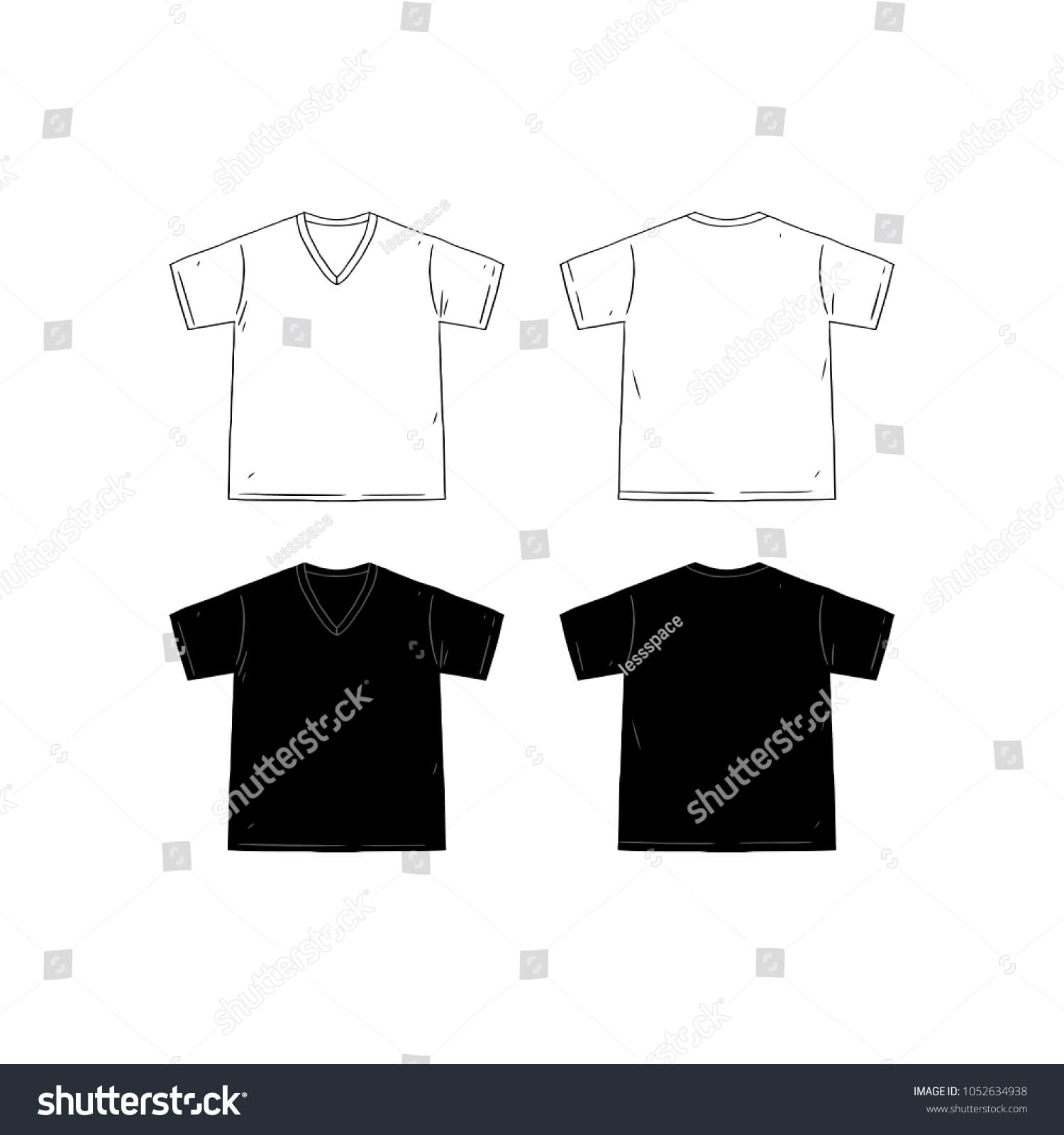 Set Blank Vneck Tshirt Design Template Stock Vector (Royalty Within Blank V Neck T Shirt Template