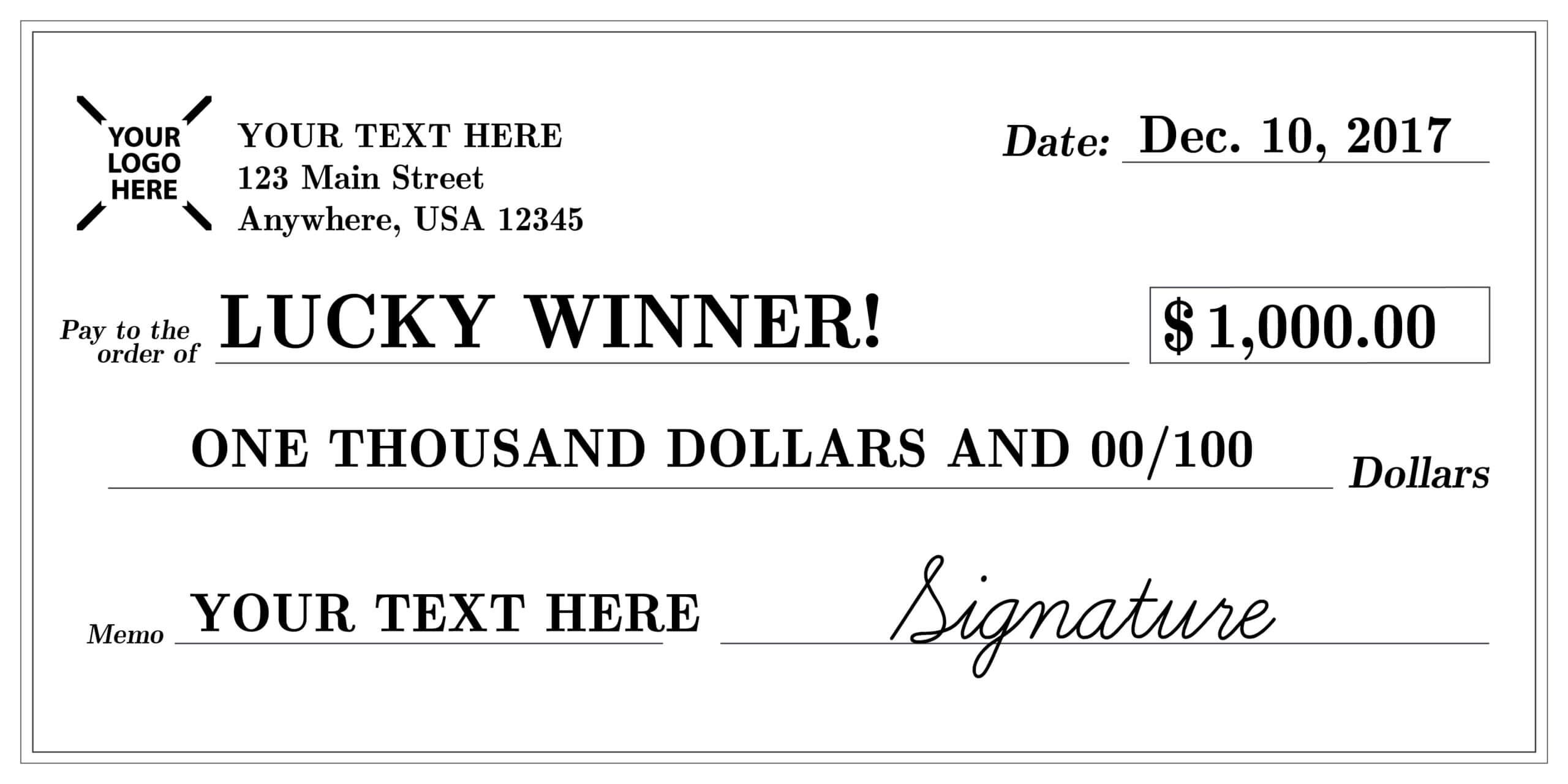 Signage 101 – Giant Check Uses And Templates | Signs Blog Within Customizable Blank Check Template