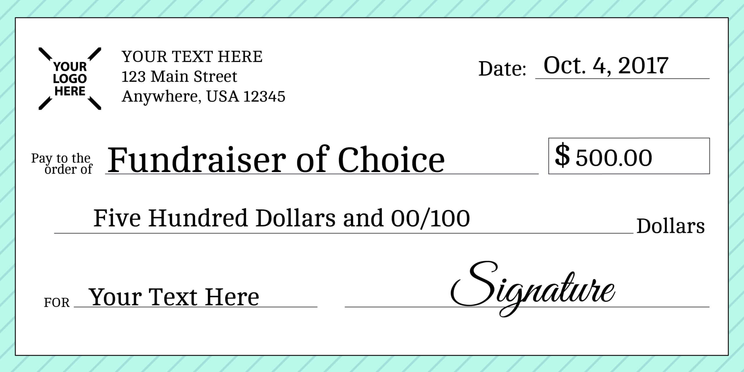 Signage 101 - Giant Check Uses And Templates | Signs Blog Within Customizable Blank Check Template