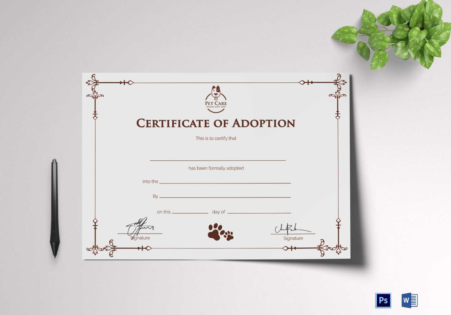 Blank Adoption Certificate Template