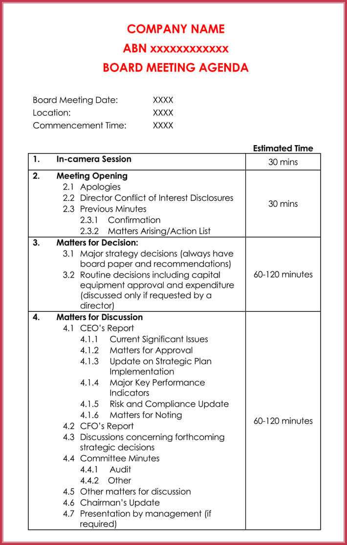 word templates for committee meeting agendas