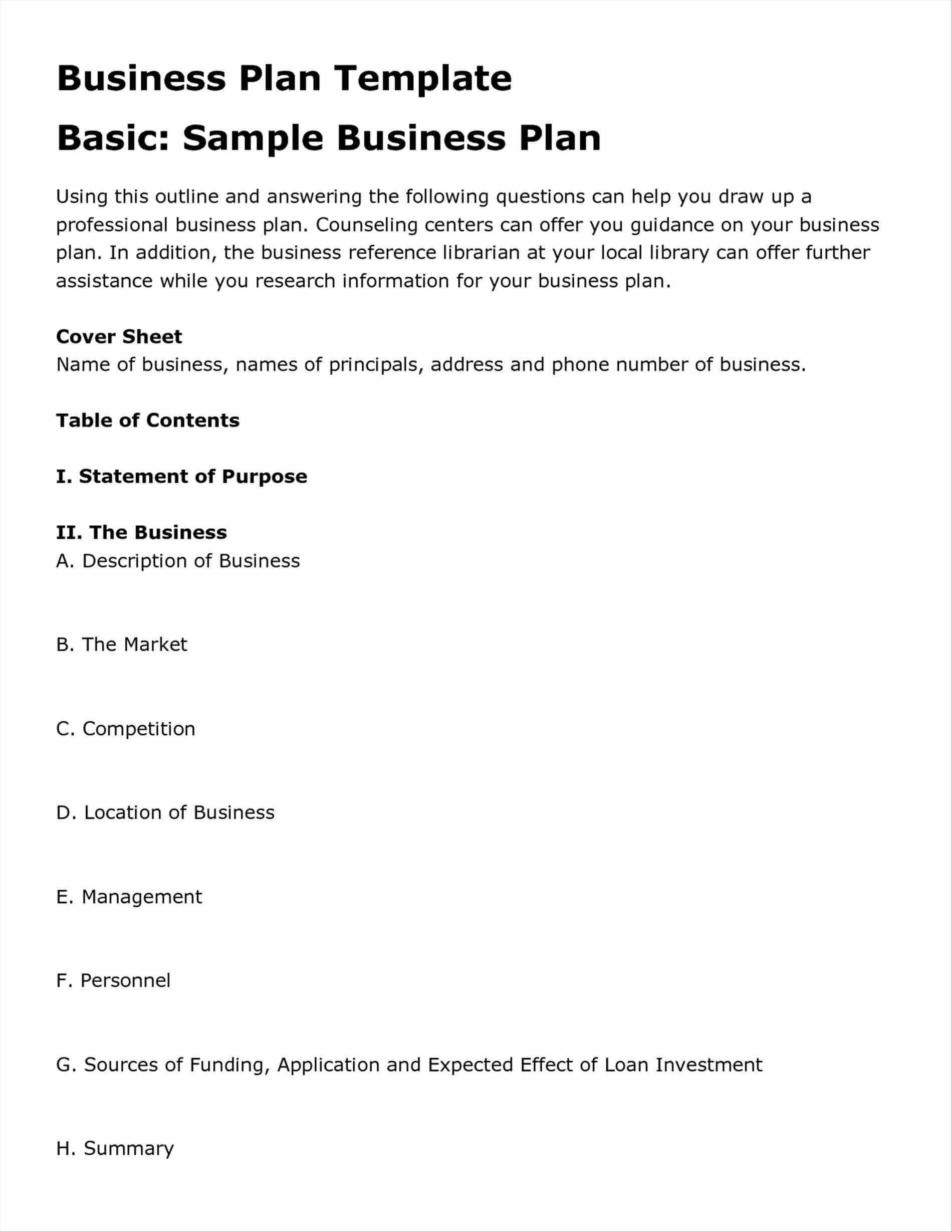 Simple Business Plan Plate Word Doc One Page Free Document Regarding Business Plan Template Free Word Document