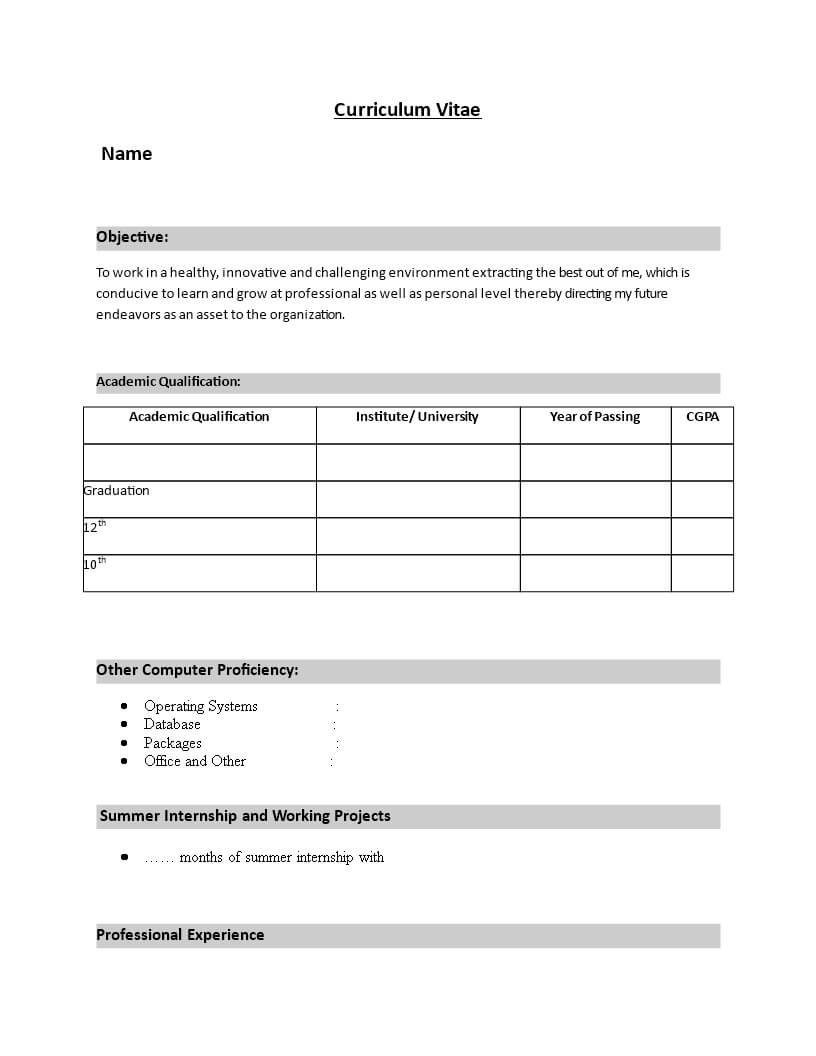 Simple Resume Format For Freshers Word | Templates At Within Simple Resume Template Microsoft Word