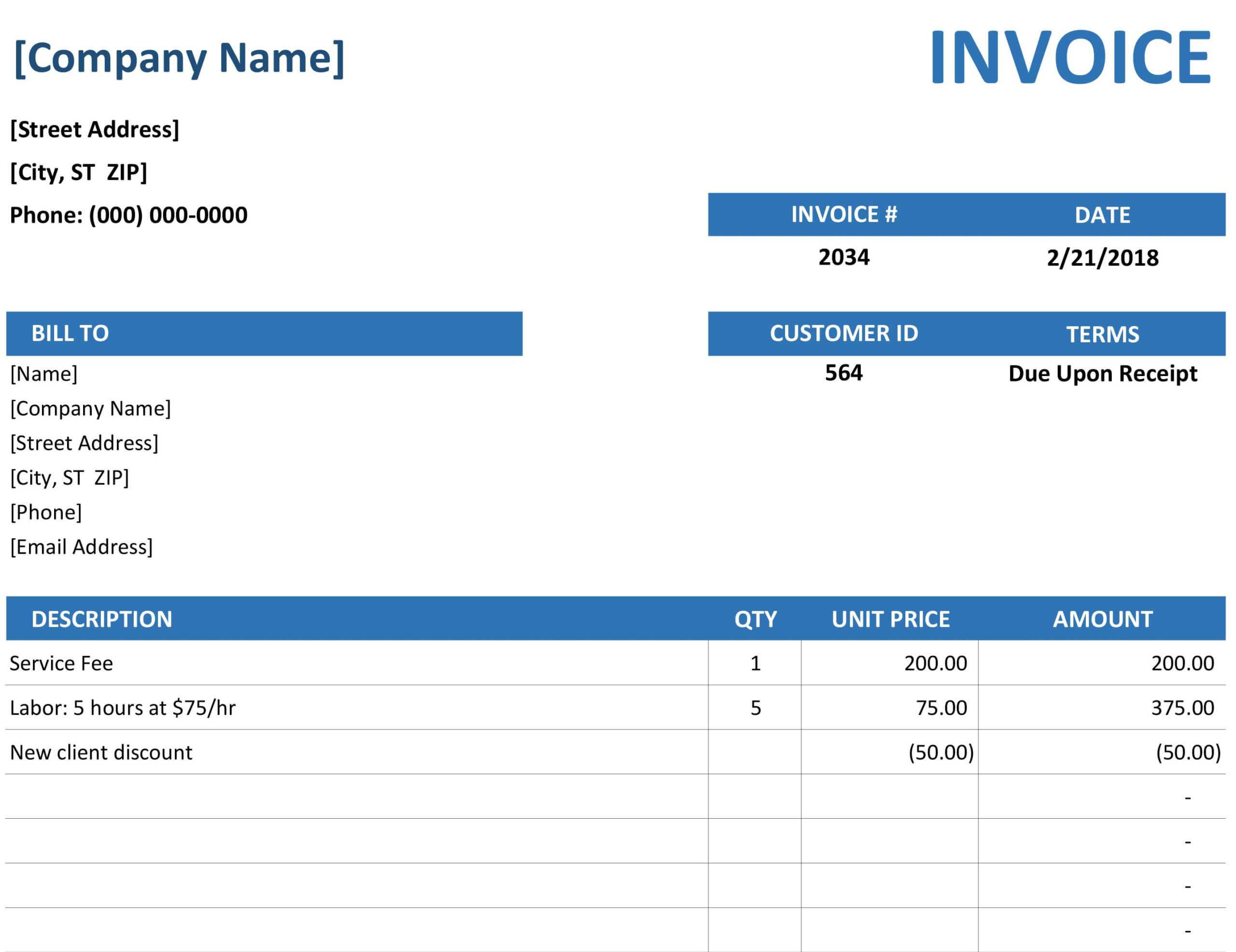 Simple Service Invoice Throughout Microsoft Office Word Invoice Template