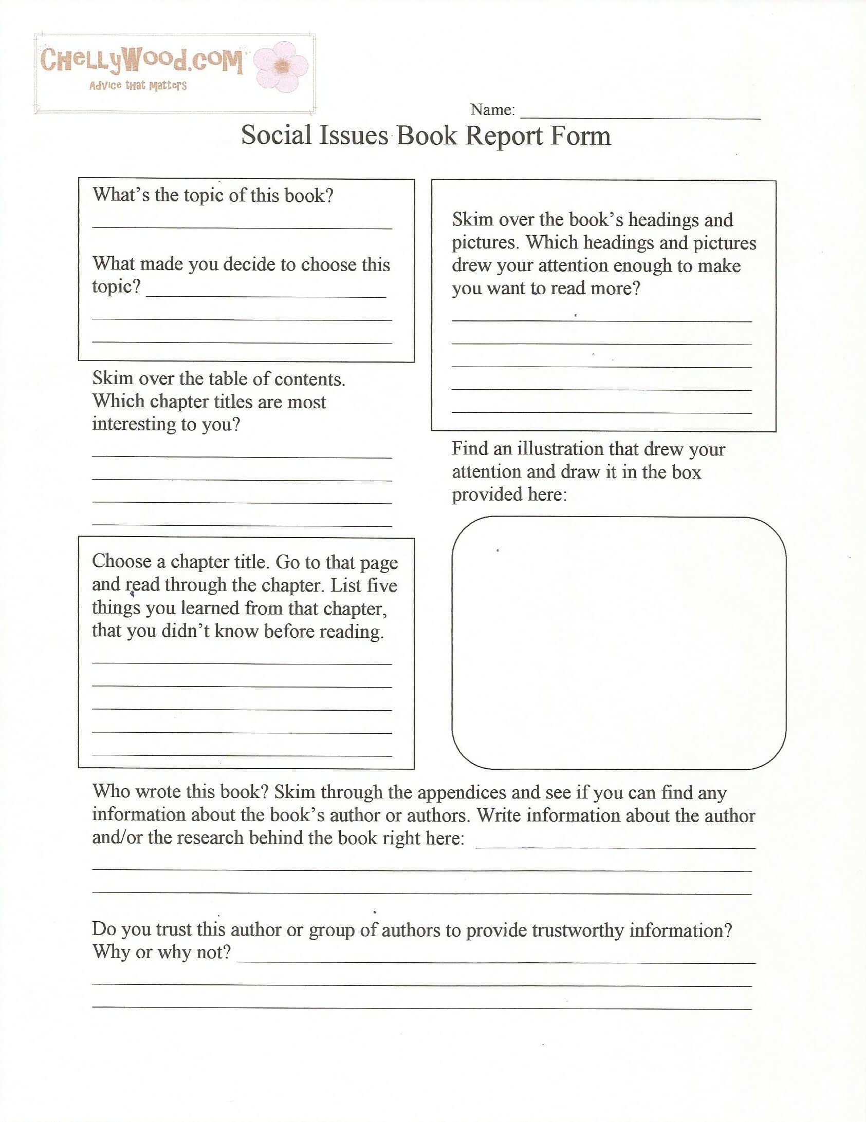 Social Issues Nonfiction Book Report Form–Free Printable Intended For Nonfiction Book Report Template