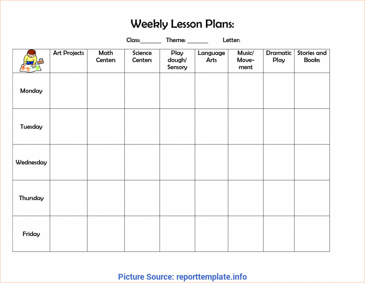 Special Lesson Plan Format Weekly 4+ Preschool Weekly Lesson Pertaining To Preschool Weekly Report Template