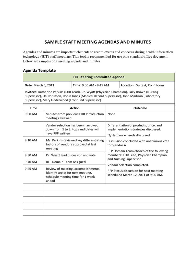 Staff Meeting Agenda Template – 2 Free Templates In Pdf With Regard To Free Meeting Agenda Templates For Word
