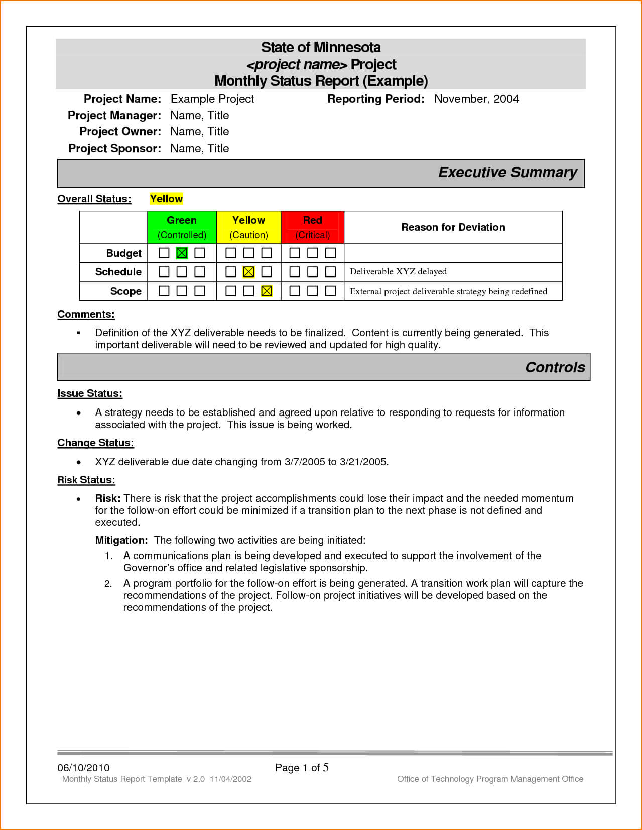 Story Report Template