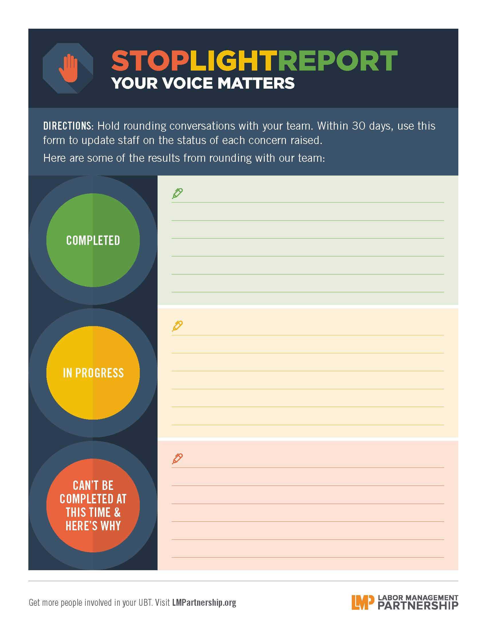 Stoplight Report: Your Voice Matters | Labor Management Regarding Stoplight Report Template