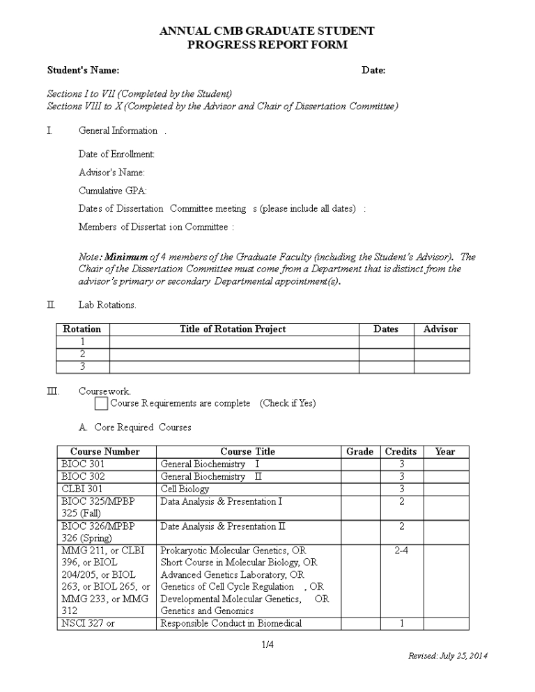 Educational Progress Report Template