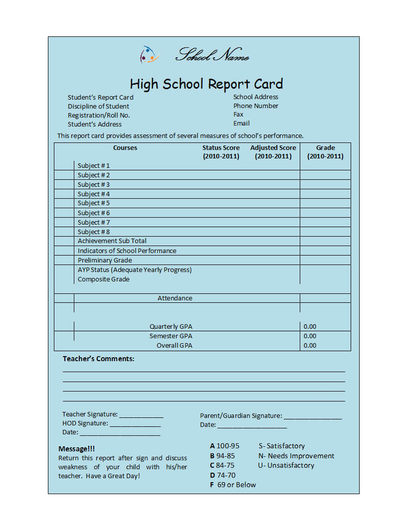 Student Report Template Intended For Report Card Format Template