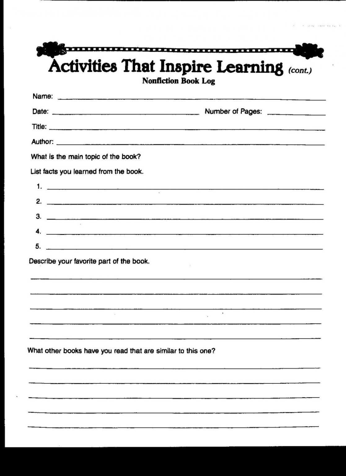 Book Report Template 4Th Grade