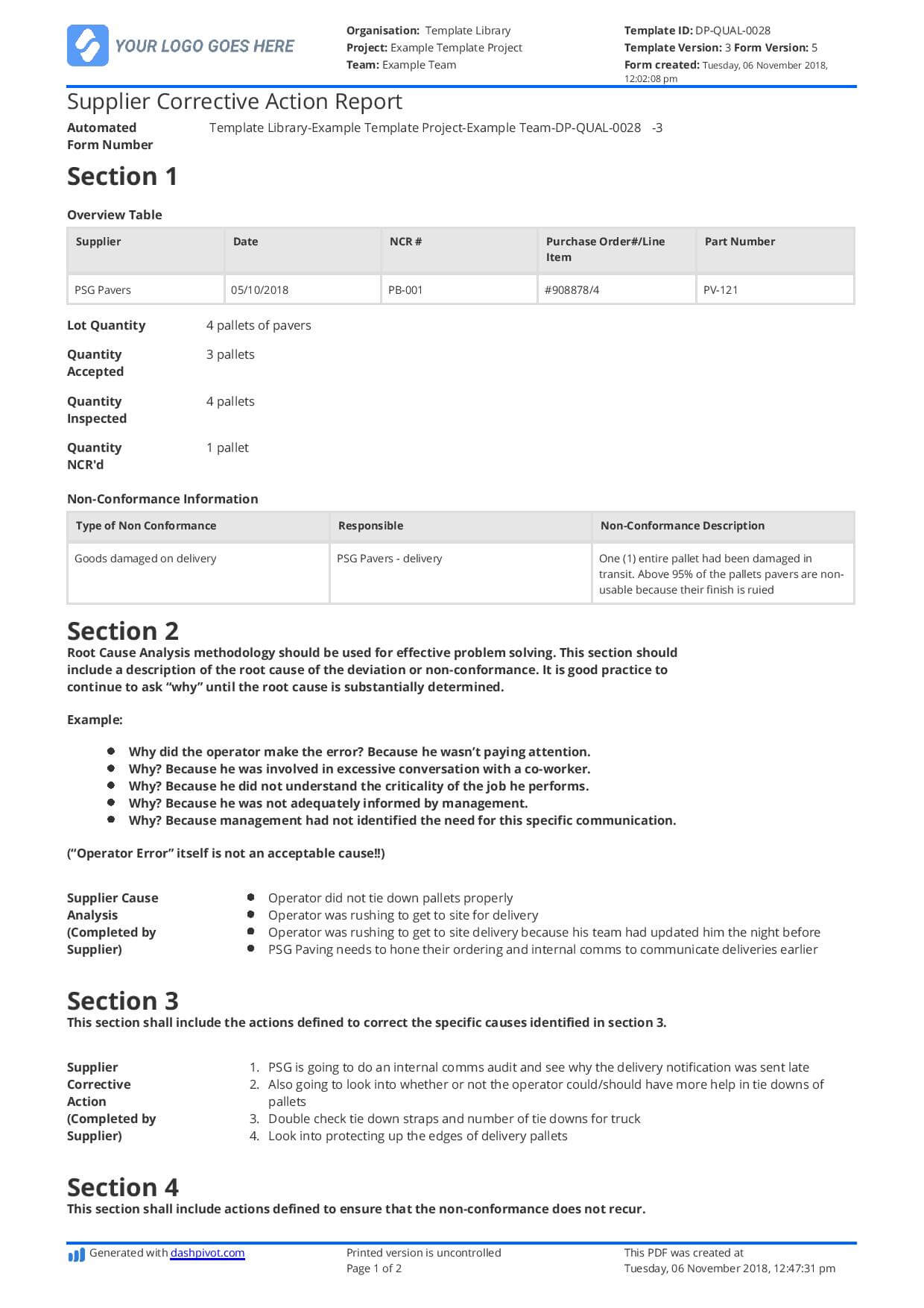 Supplier Corrective Action Report Template: Improve Your With Regard To Check Out Report Template
