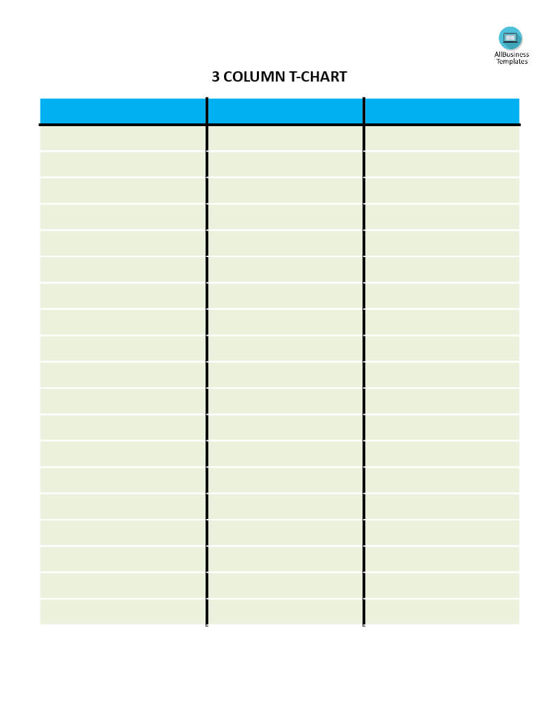 T Chart With 3 Columns | Templates At Allbusinesstemplates With Regard To 3 Column Word Template