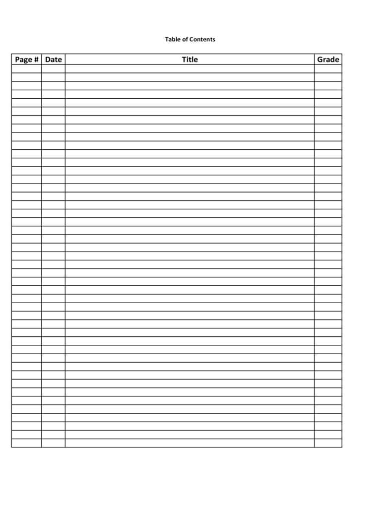 Table Of Contents Template – 6 Free Templates In Pdf, Word For Blank Table Of Contents Template